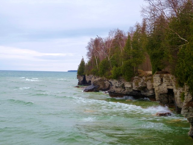 Cave Point County Park in Door County, Wisconsin. Photo by Wake and Wander. 