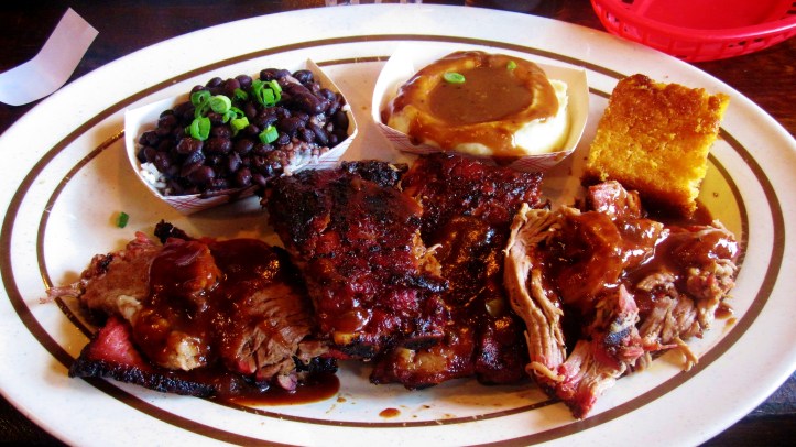BBQ plate at Dinosaur Bar-B-Que in Syracuse, New York. 