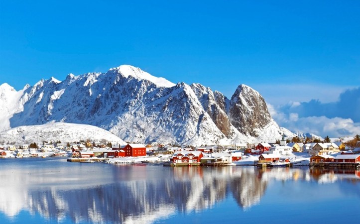 Fishing village in Lofoten, Norway. 